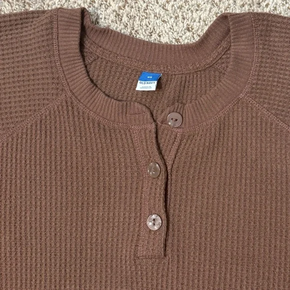 Waffle-Knit Henley Top Henley Sweater Old Navy Peppercorn Color 4X - Picture 7 of 7